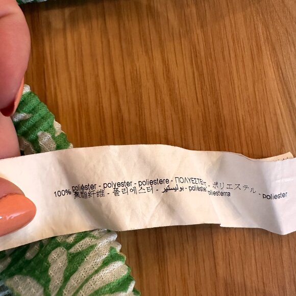 Zara Green Floral Crop Top Summer Top V-Neck Large Cinched Shirt - Picture 6 of 6